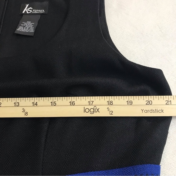Ks Womens Collection Sheath Dress Size 14W Color Black With Blue 100% Polyester - Picture 7 of 10